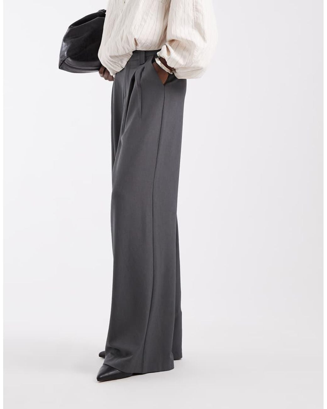 ONLY White Wide Leg Tailored Trousers