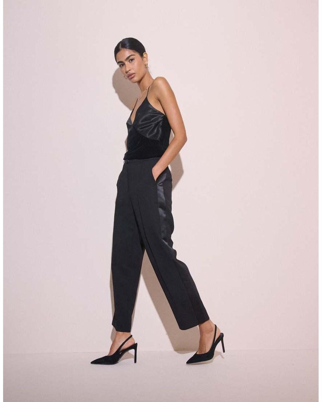 Nobody's Child Pink Satin Trim Cigarette Trousers Co-ord