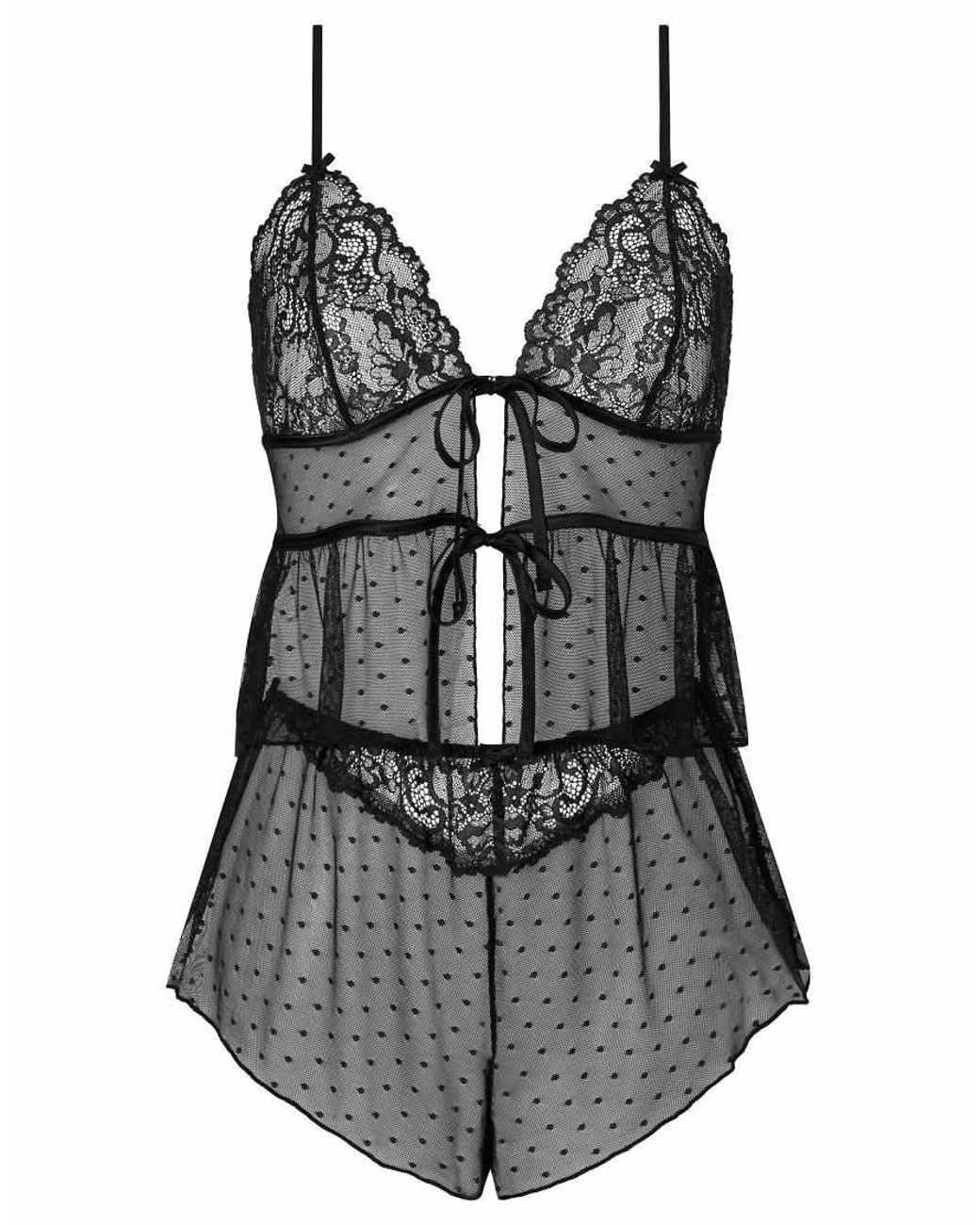 Ann Summers Black Rosabella Cami Top & Shorts Set