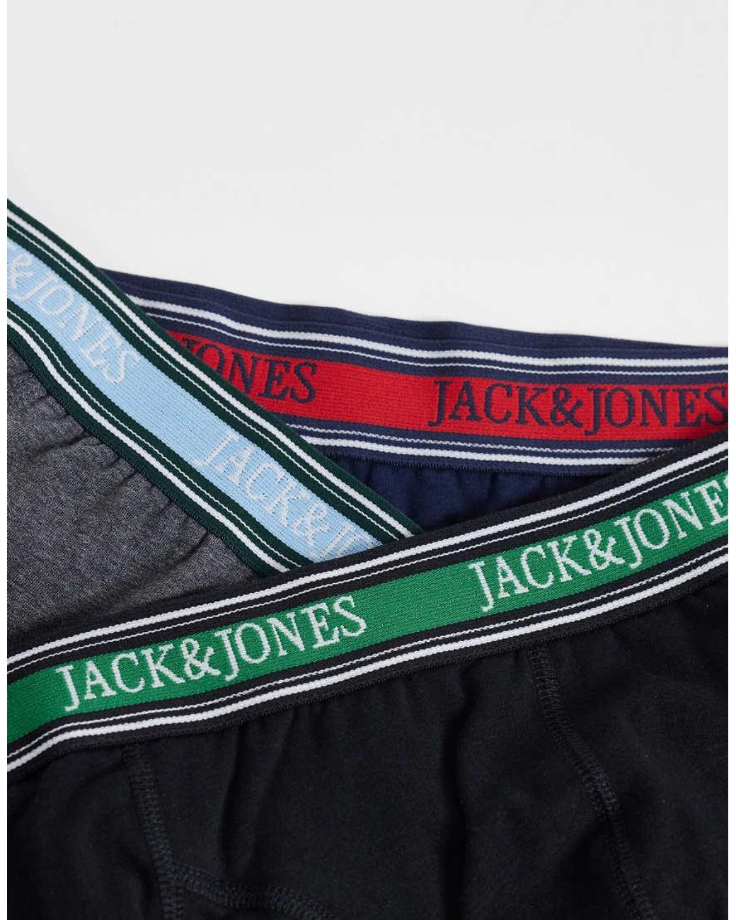 Jack & Jones Blue 3 Pack Of Boxers With Contrast Waistband for men