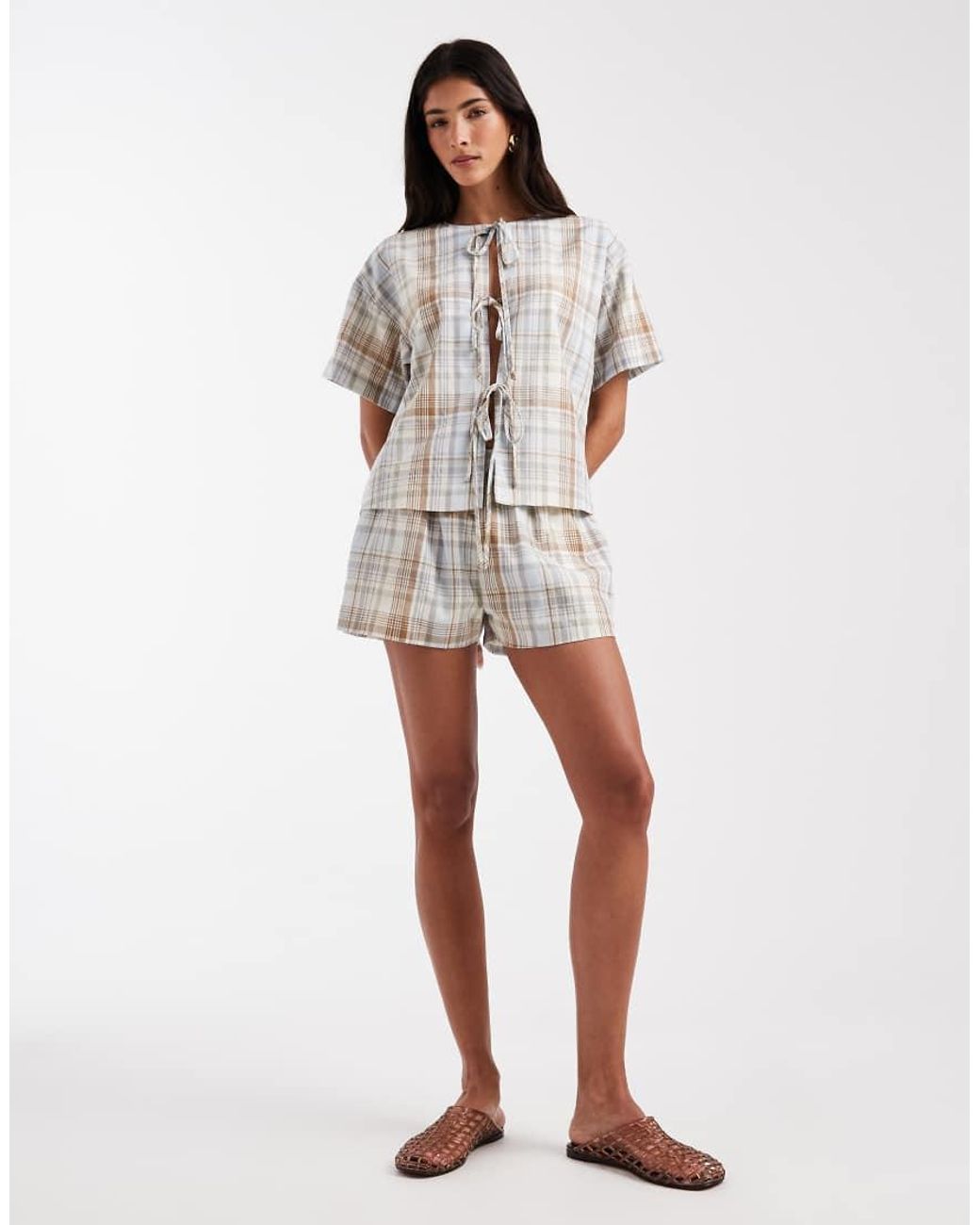Daisy Street White Boxy Tie Front Blouse