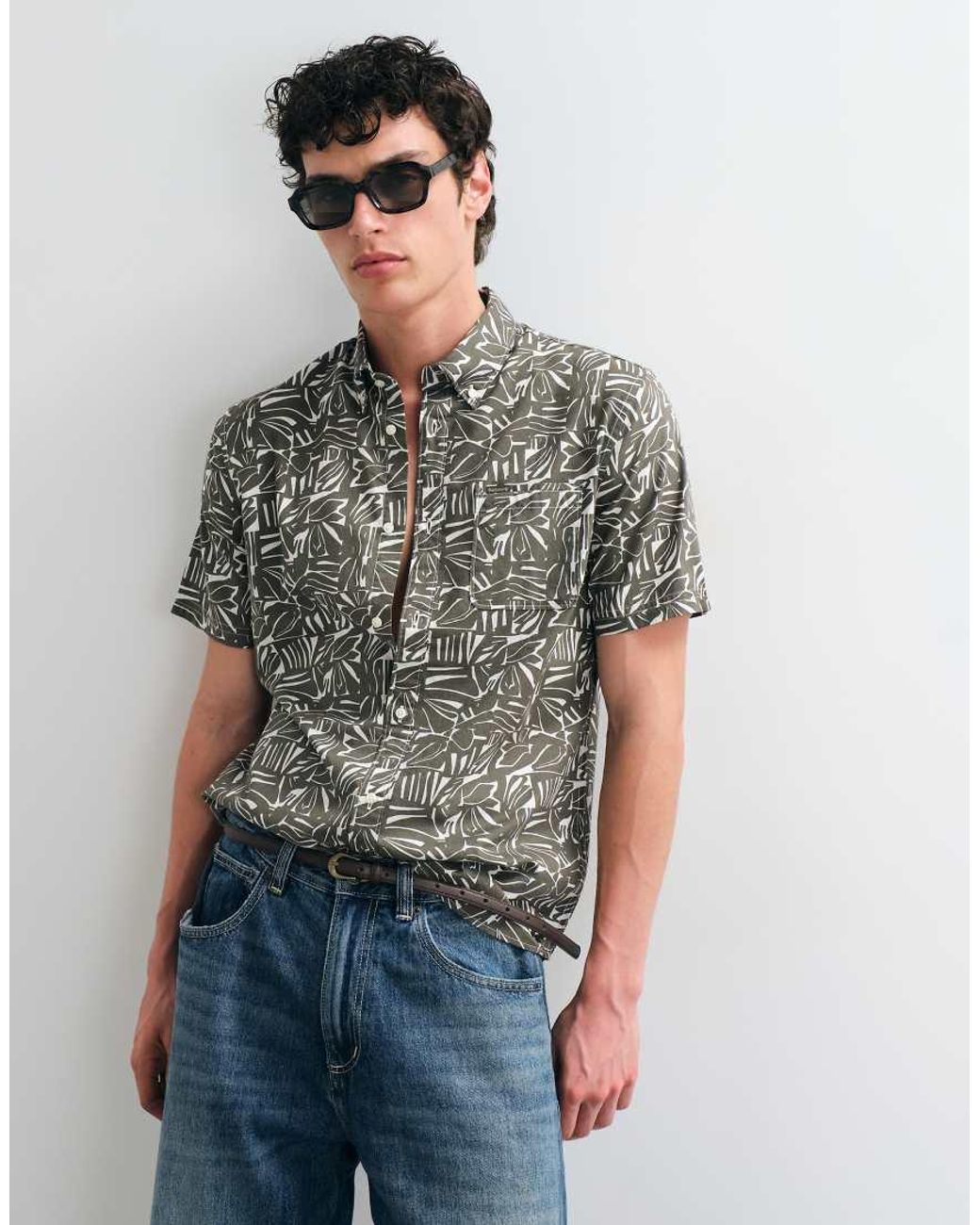 Barbour Gray Orton Short Sleeve Summmer Printed Shirt for men