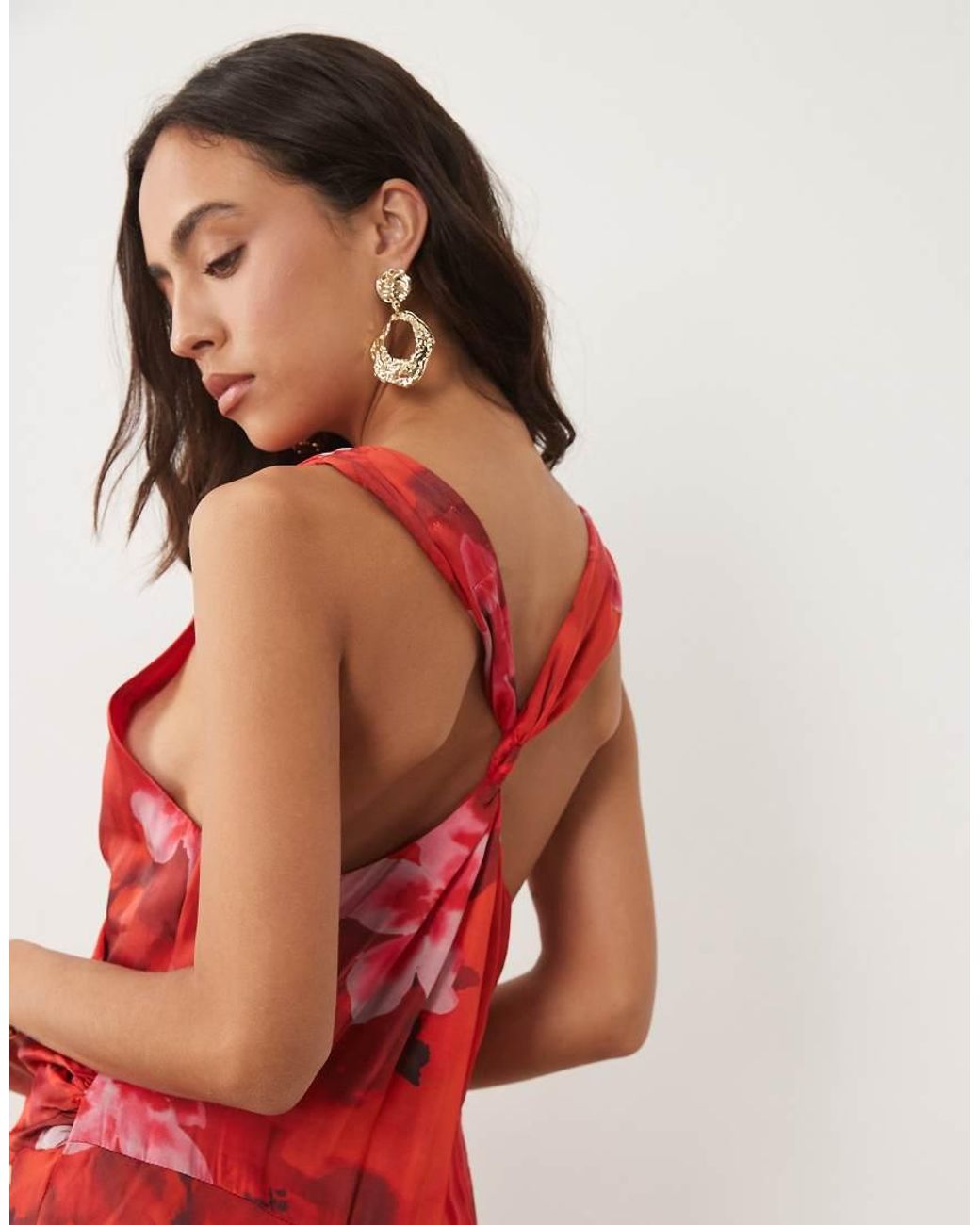 ASOS Red Premium Plunge Modal Satin Maxi Dress