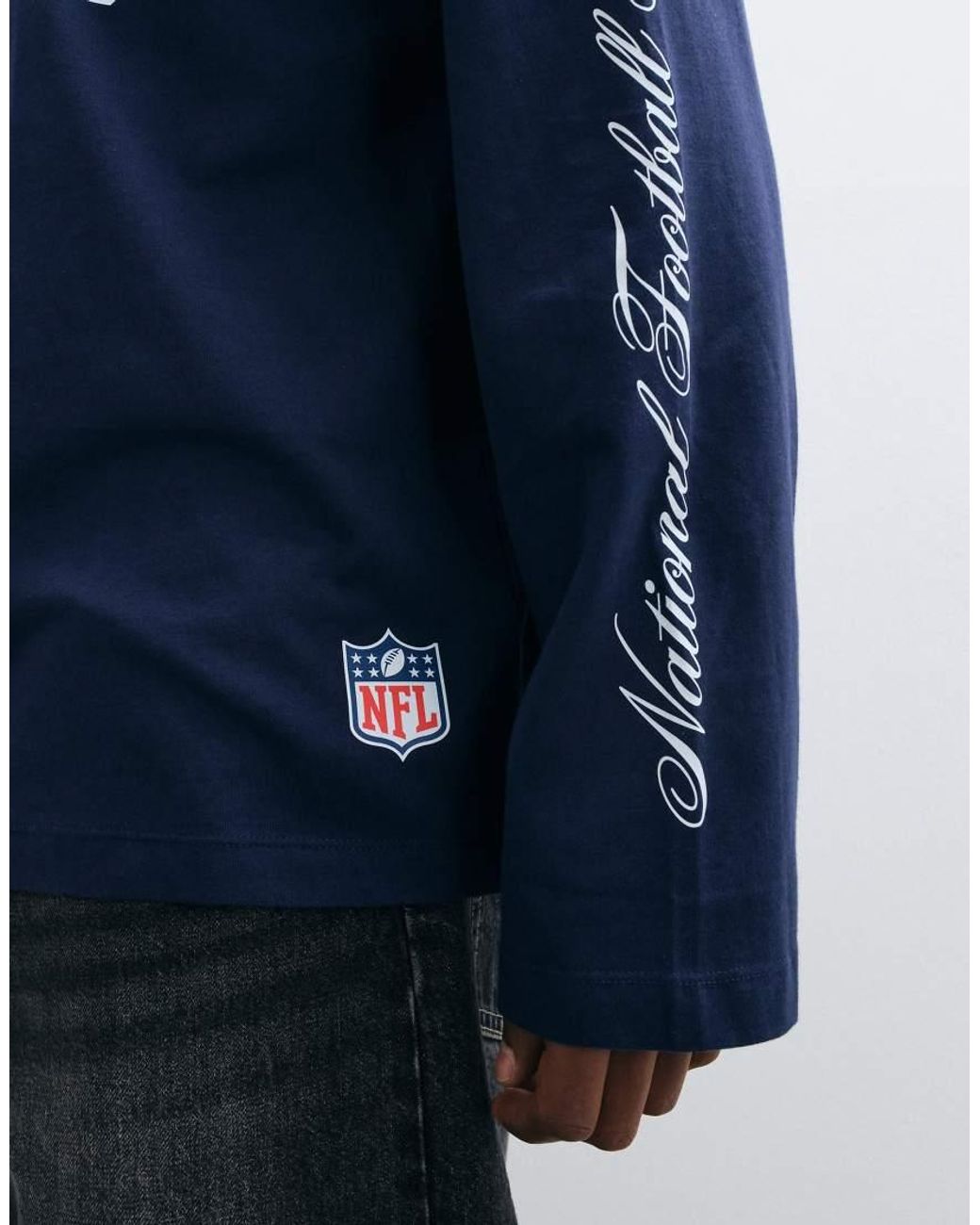 ASOS Blue Oversized Long Sleeve T-shirt With Nfl Detroit Lions for men