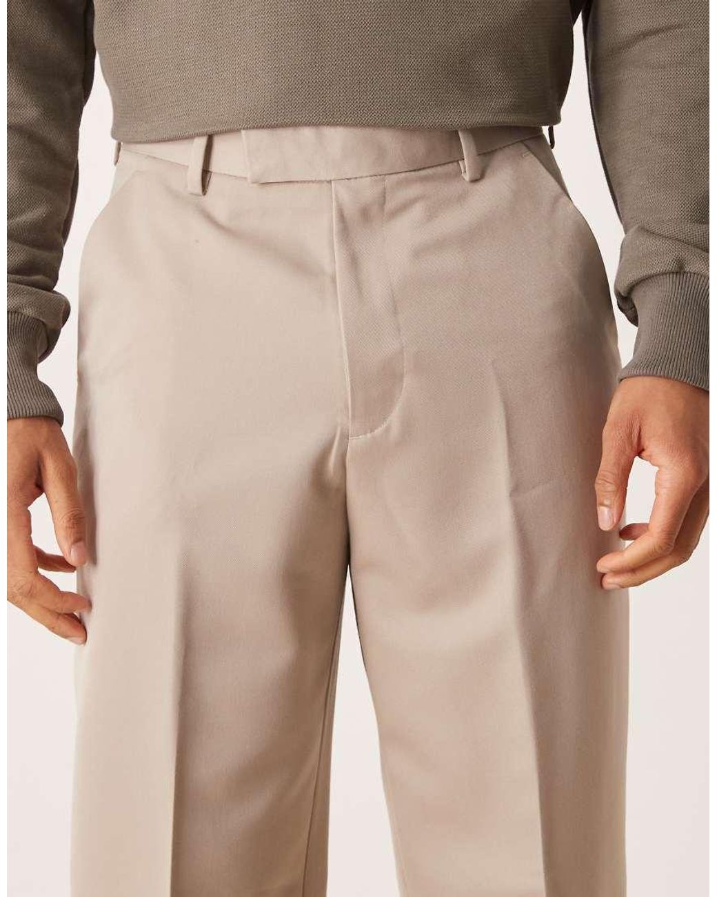 ASOS Natural Wide Leg Dress Pants for men