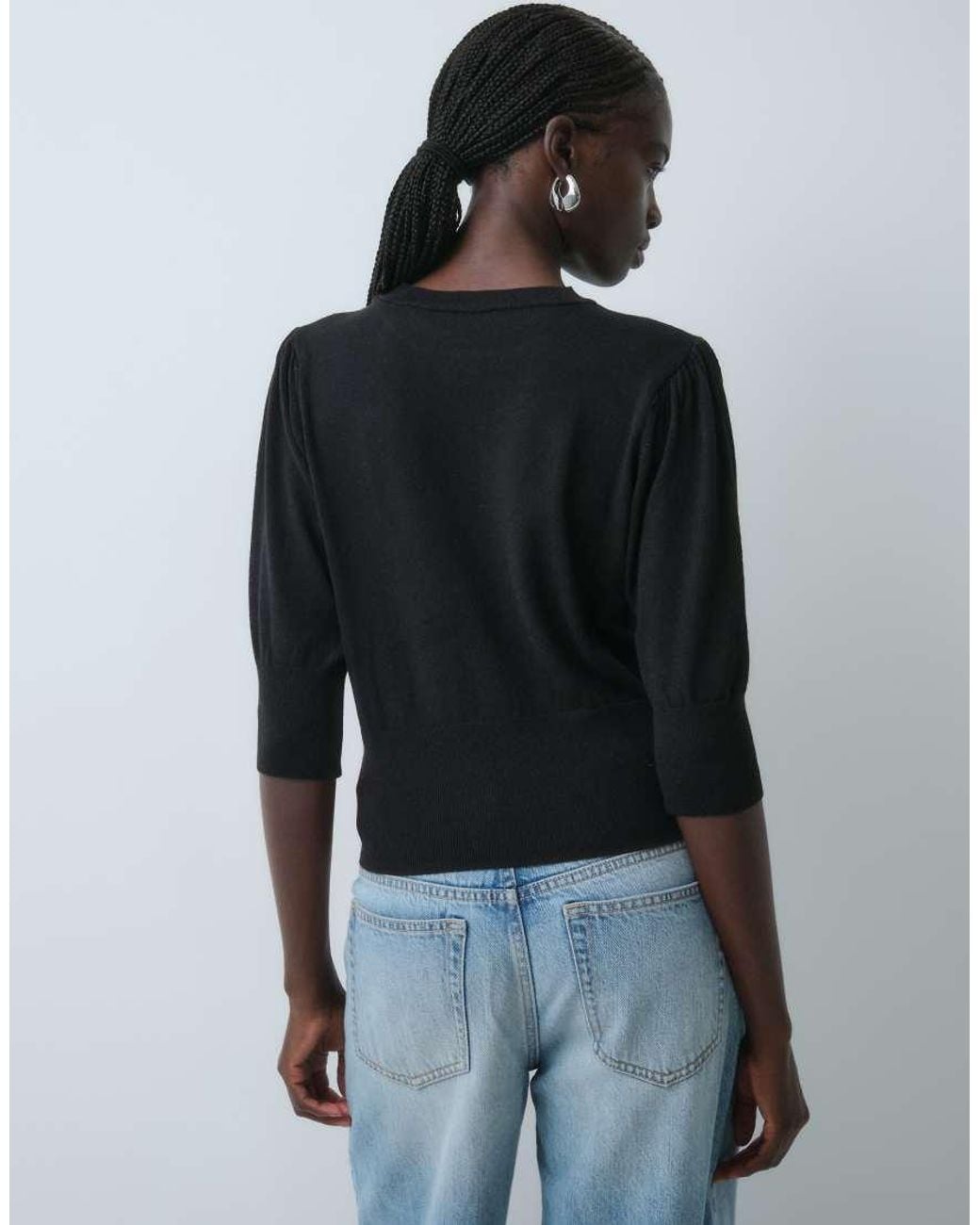 ASOS Black Short Balloon Sleeve Jumper