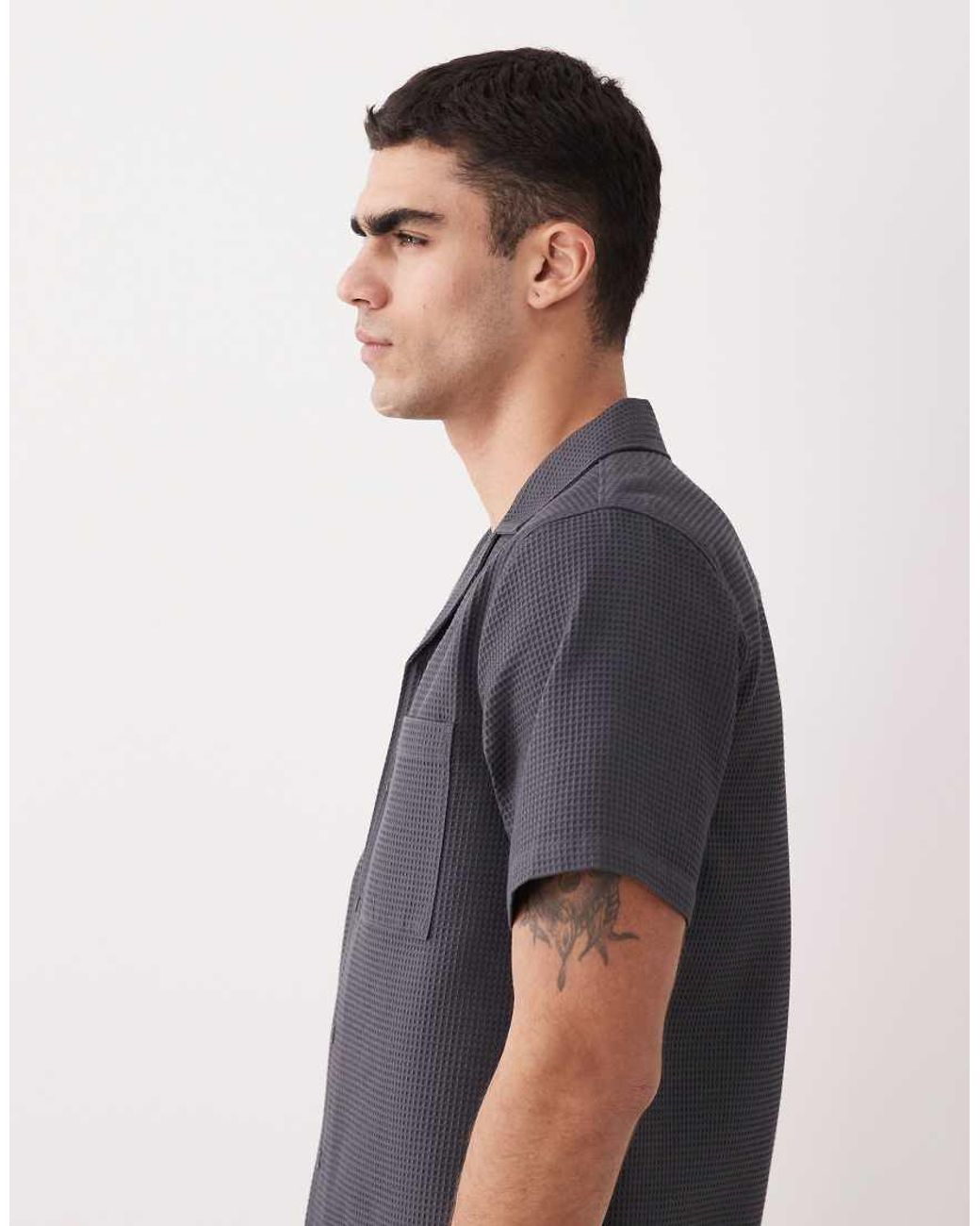 New Look Blue Co-Ord Waffle Shirt for men
