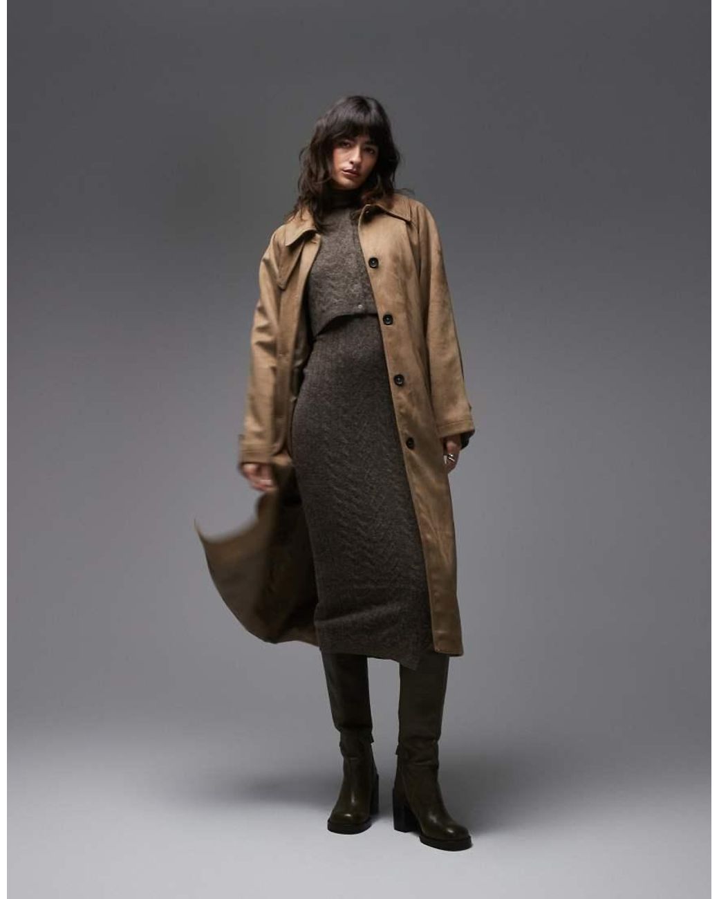 AllSaints Gray Sabine Co-ord Knit Dress & Cardigan Two Piece