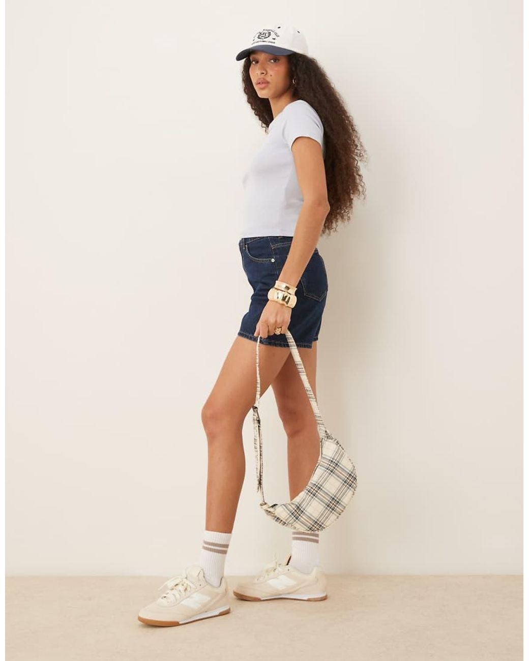Gina Tricot Slim-Fit Top Met Korte Mouwen in het Blue