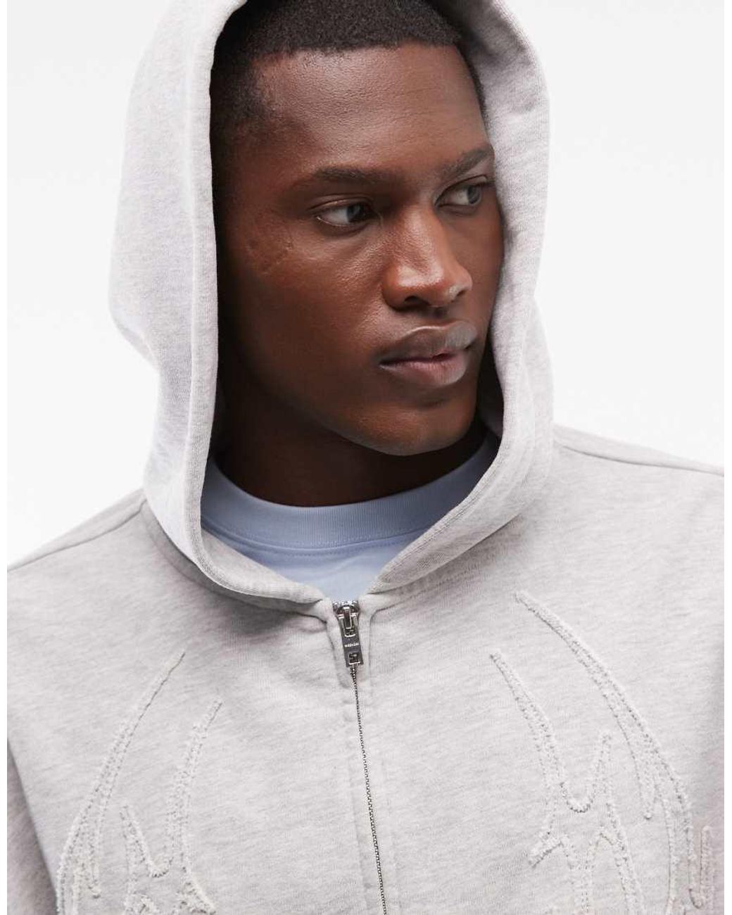 Weekday Gray Co-ord Square Zip Through Hoodie for men