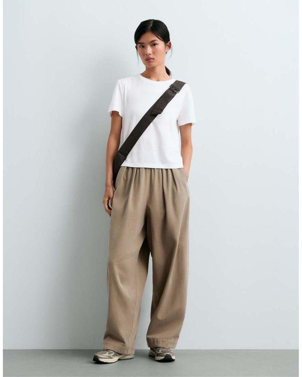 Oysho White Regular Fit Cotton Blend Short Sleeve T-shirt