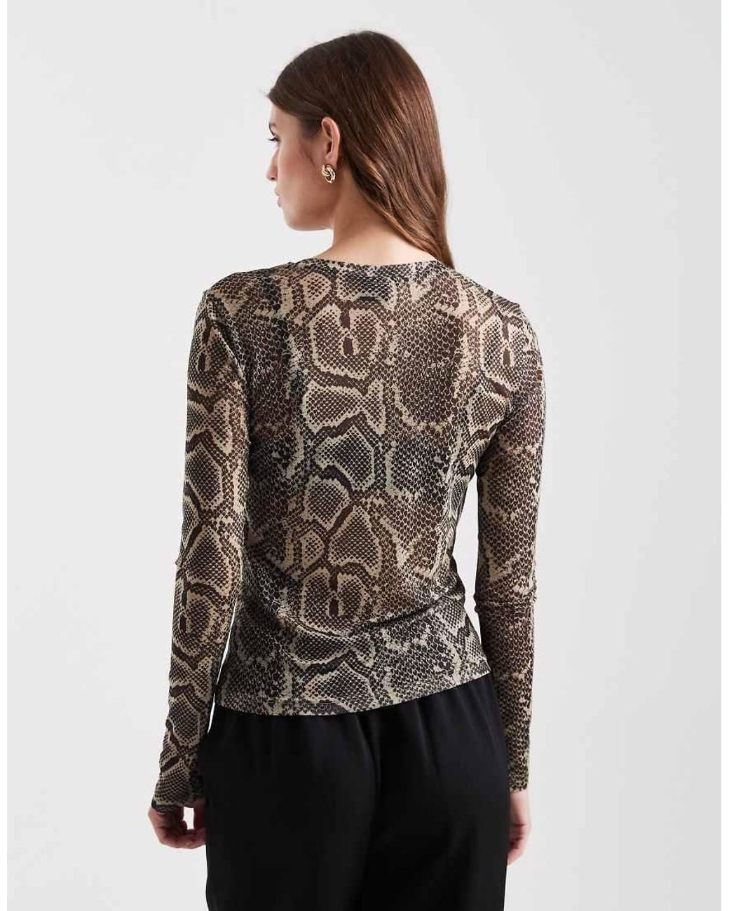 Vero Moda Gray Sheer Long Sleeve Mesh Top