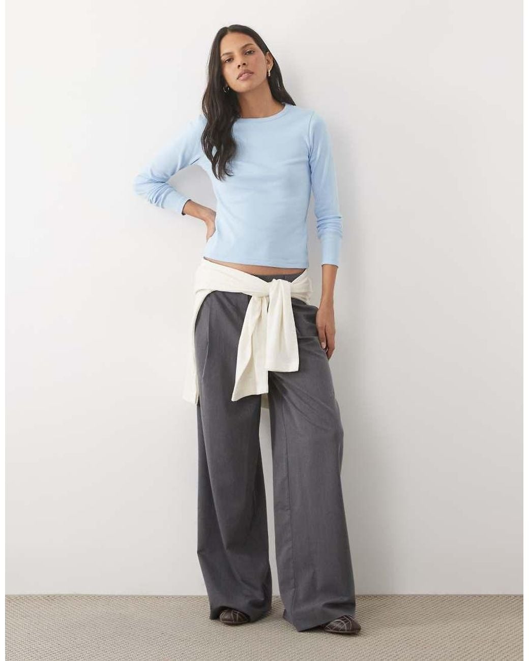 Abercrombie & Fitch Blue Ribbed Long Sleeve Top