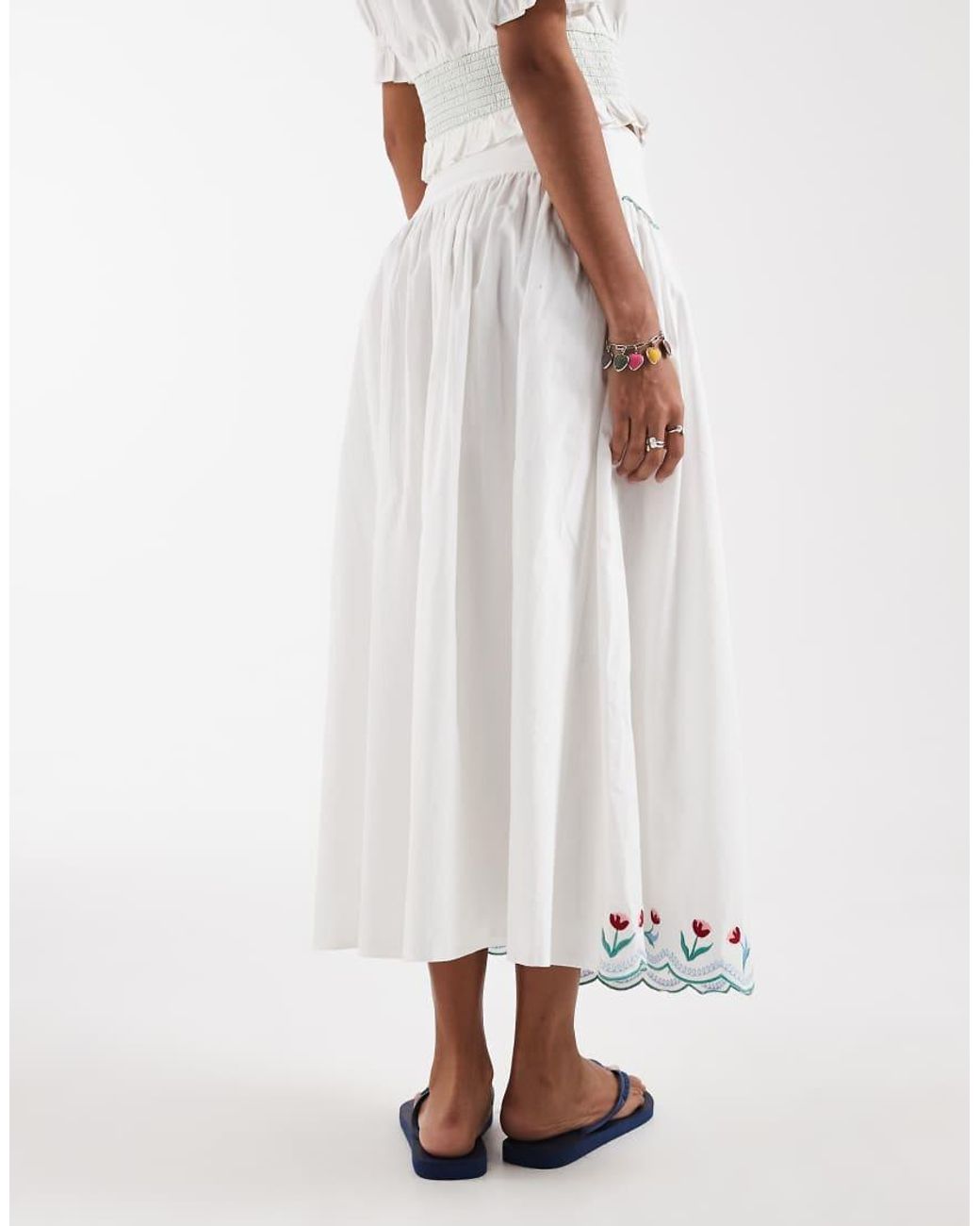 Neon Rose White Co-Ord Tiered Midaxi Skirt
