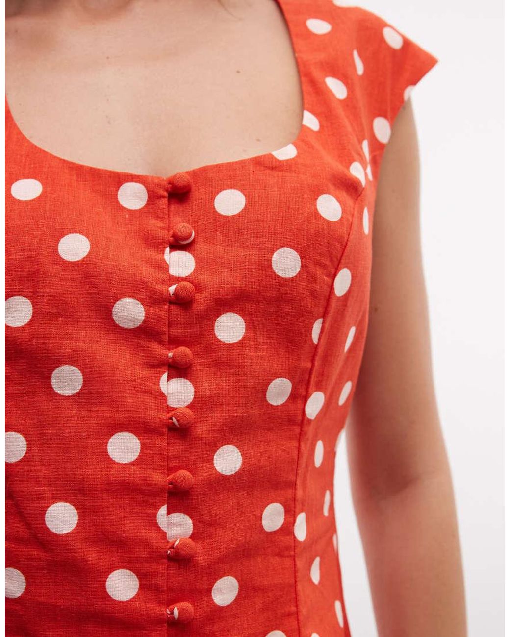 ASOS Red Square Neck Button Down Mini Sundress
