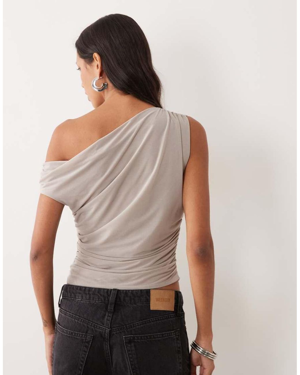 Mango Gray Asymmetric Top