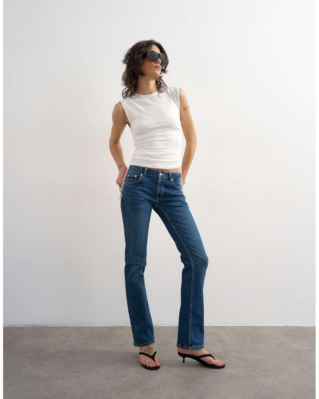 TOPSHOP Blue Low Rise Slim Leg Jean