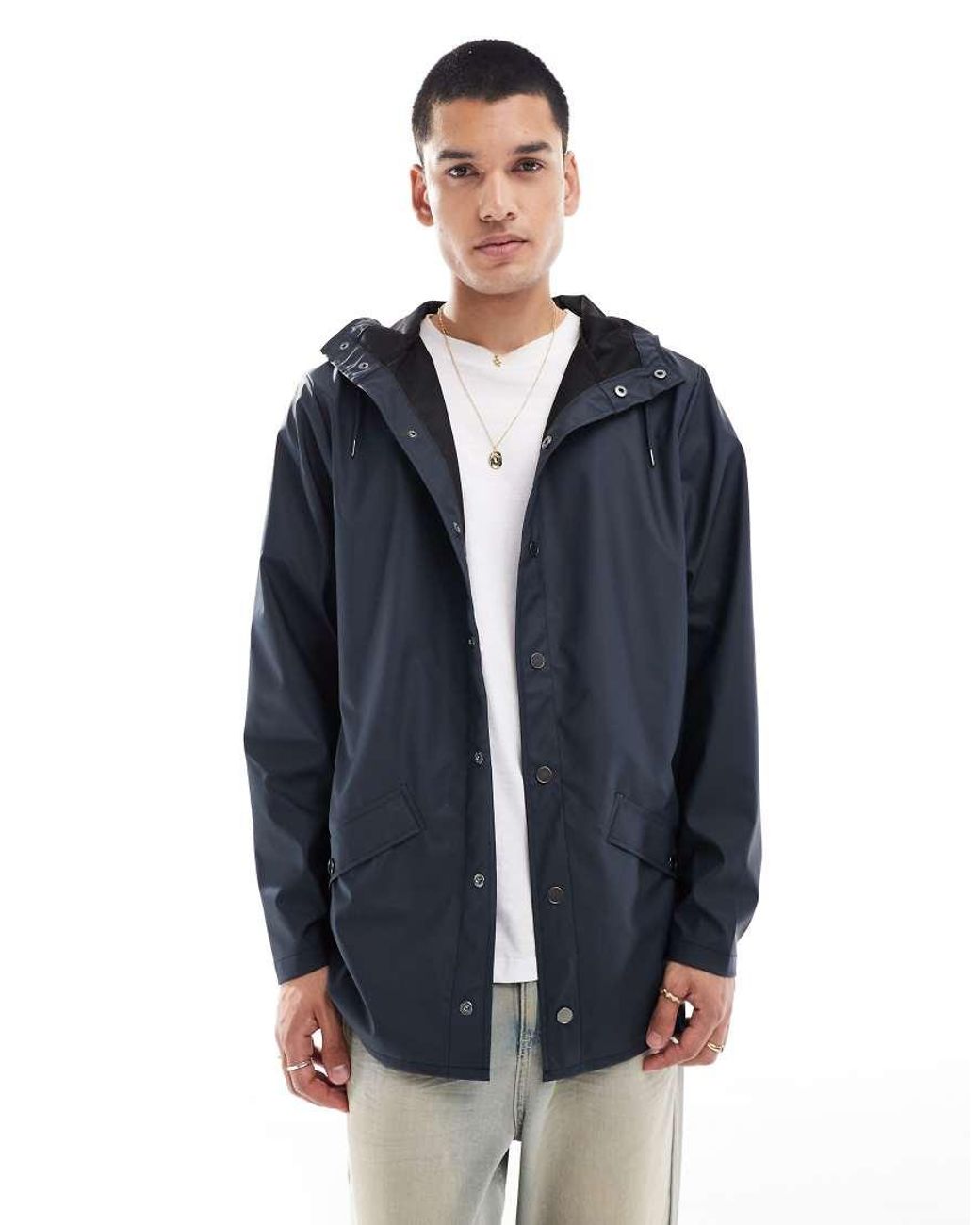 Rains Blue 12010 Waterproof Short Jacket for men