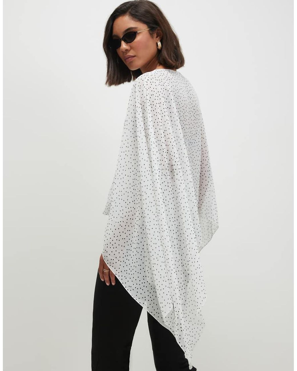 River Island Gray Chiffon Polka Dot Scarf Cape