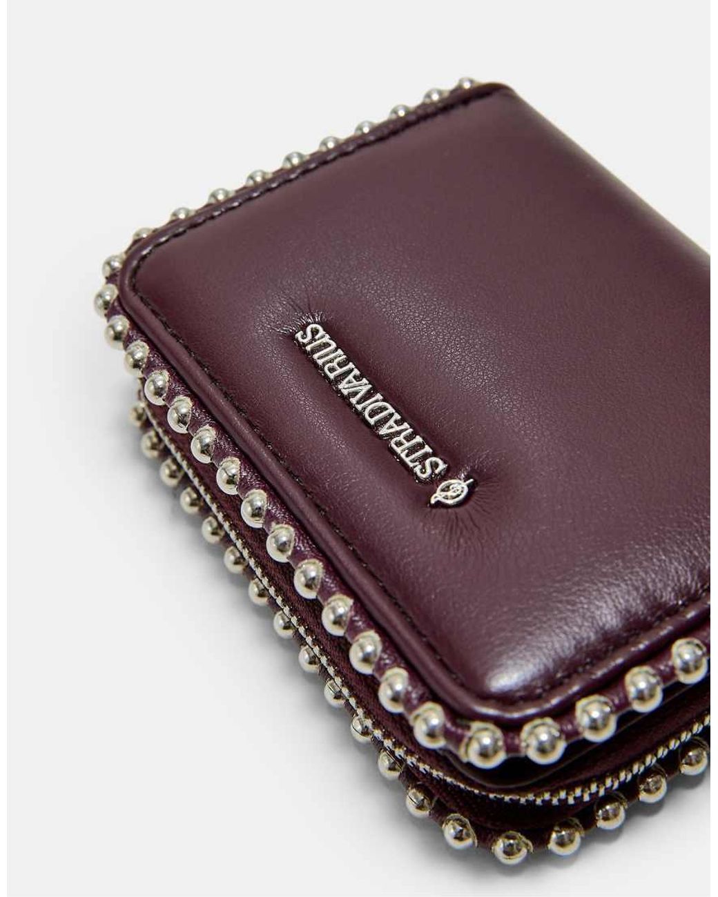Stradivarius White Beaded Purse With Zip