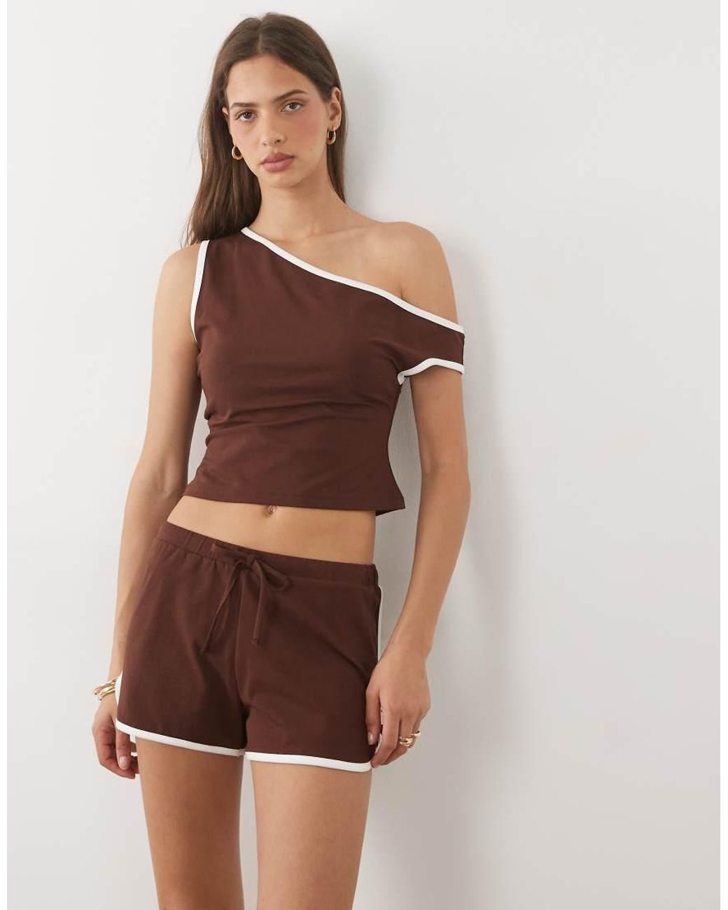 ASOS Natural Shorts With Contrast Trim