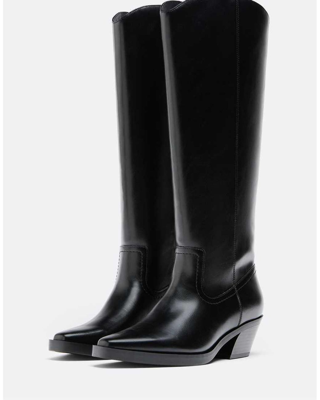 Stradivarius Black Plain Cowboy Boots