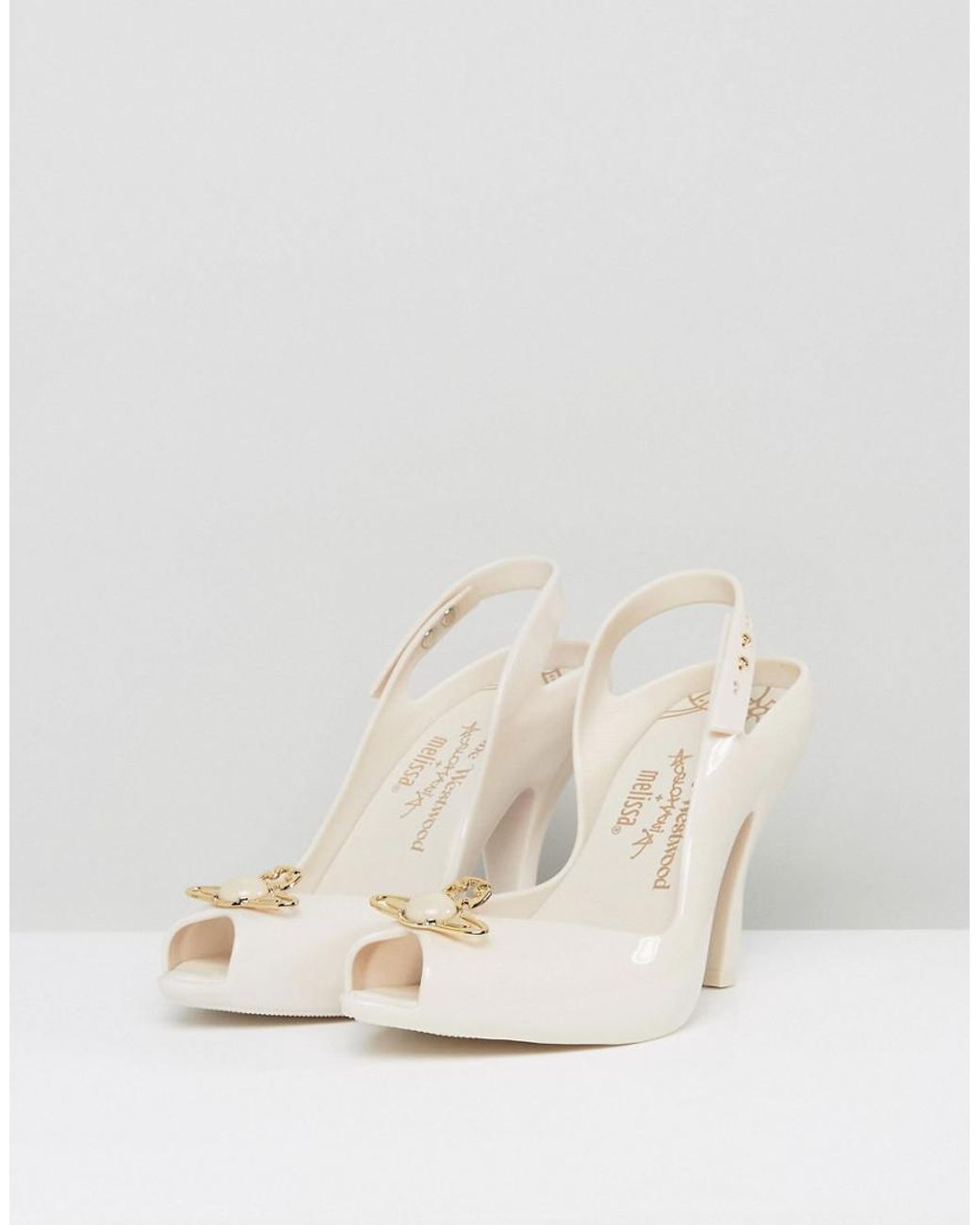 Melissa + Vivienne Westwood Anglomania Lady Dragon Nude Orb Heeled Shoes in  Natural | Lyst