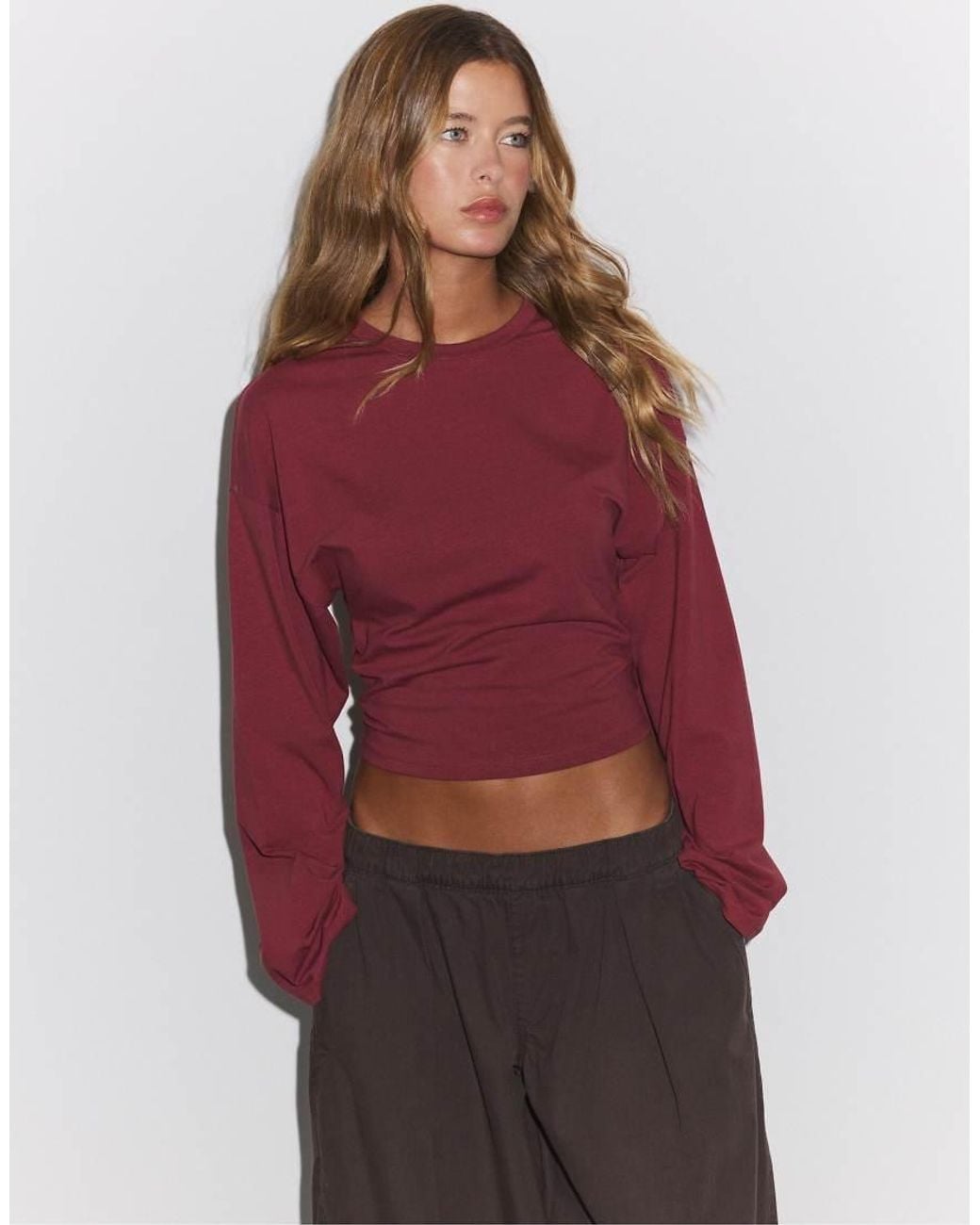 Stradivarius Red Kimono Sleeve T-shirt
