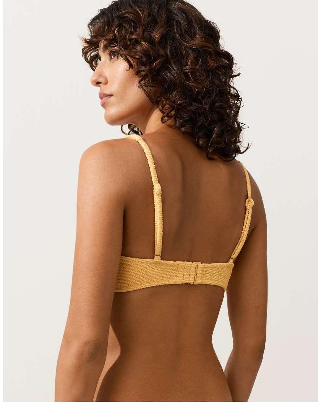 Oysho Natural Crinkle Halter Bikini