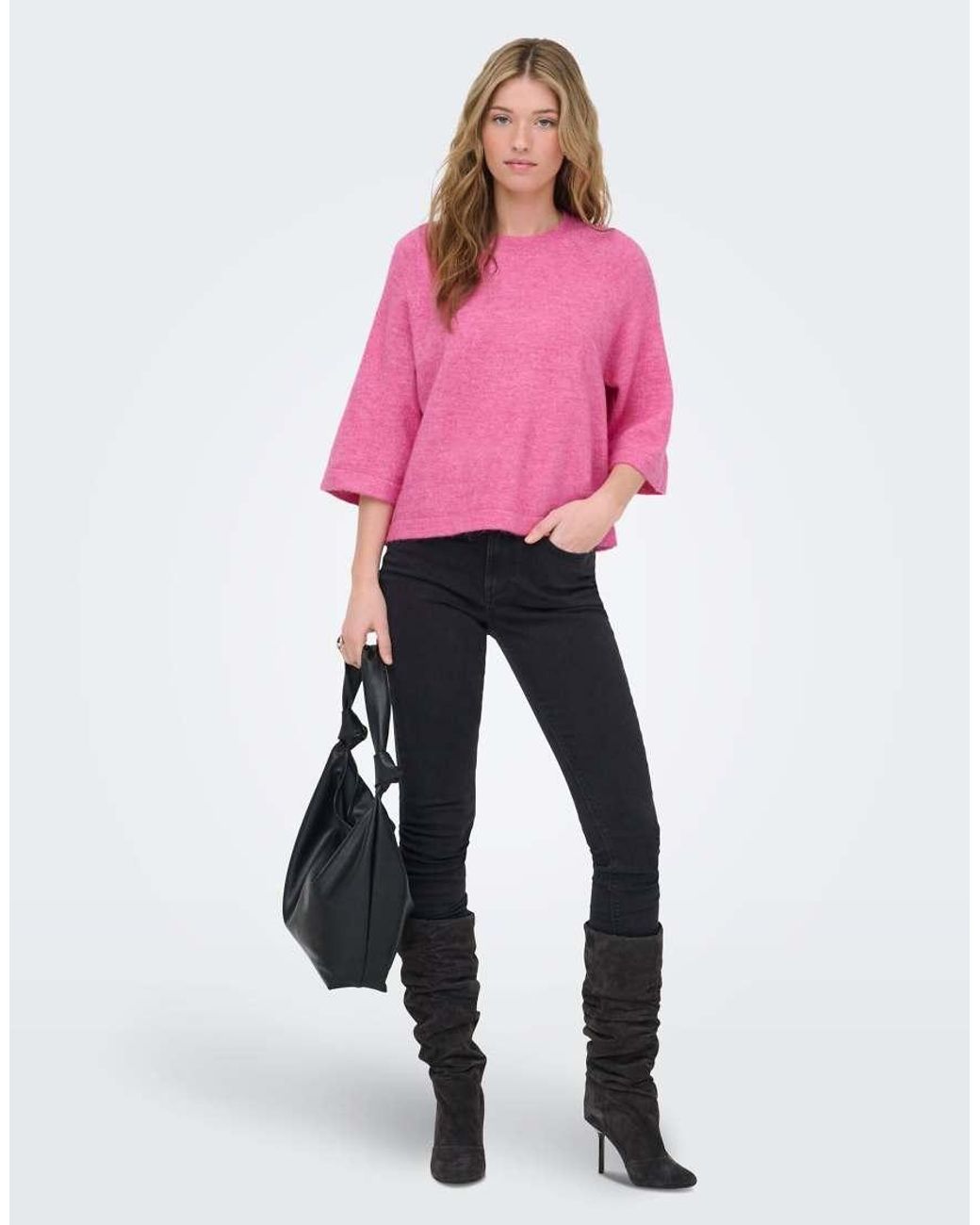ONLY Pink Simoni 3/4 Sleeve Jumper