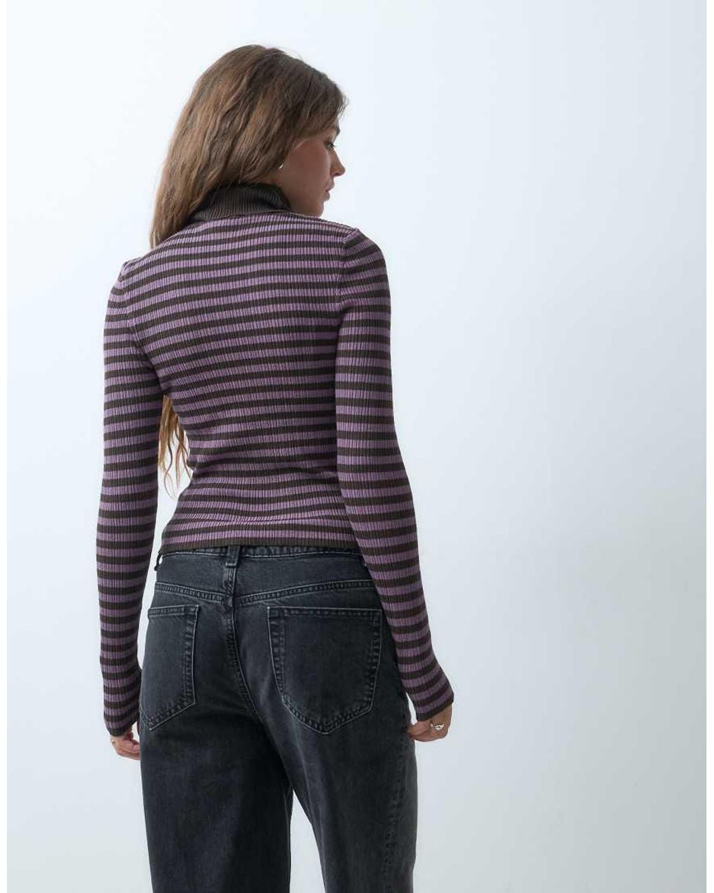 Collusion Multicolor Knitted Ribbed Roll Neck Jumper