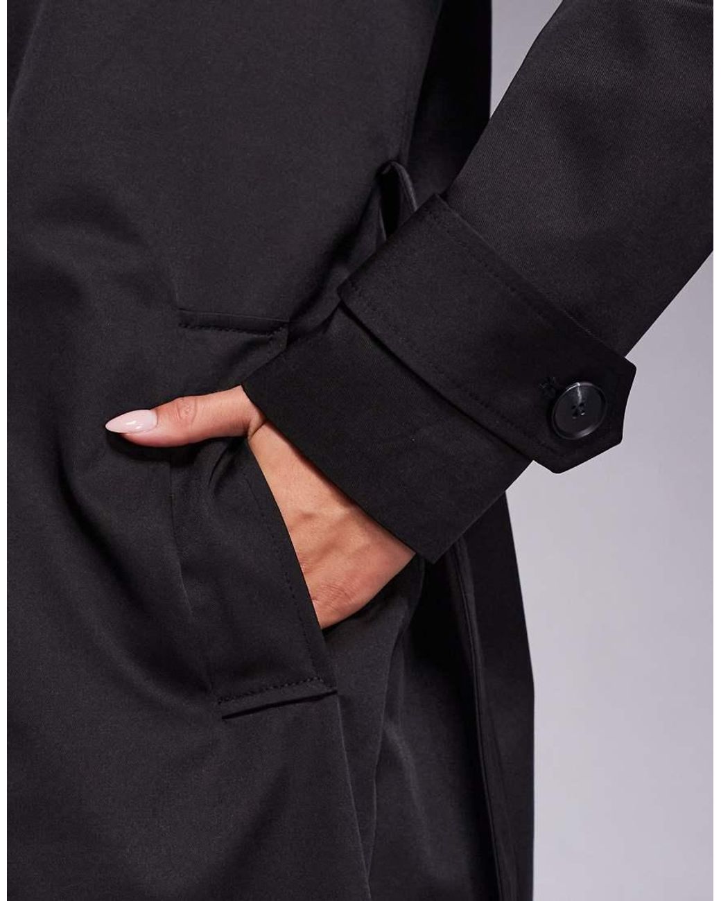 Forever New Black Belted Midi Trench Coat With Pockets