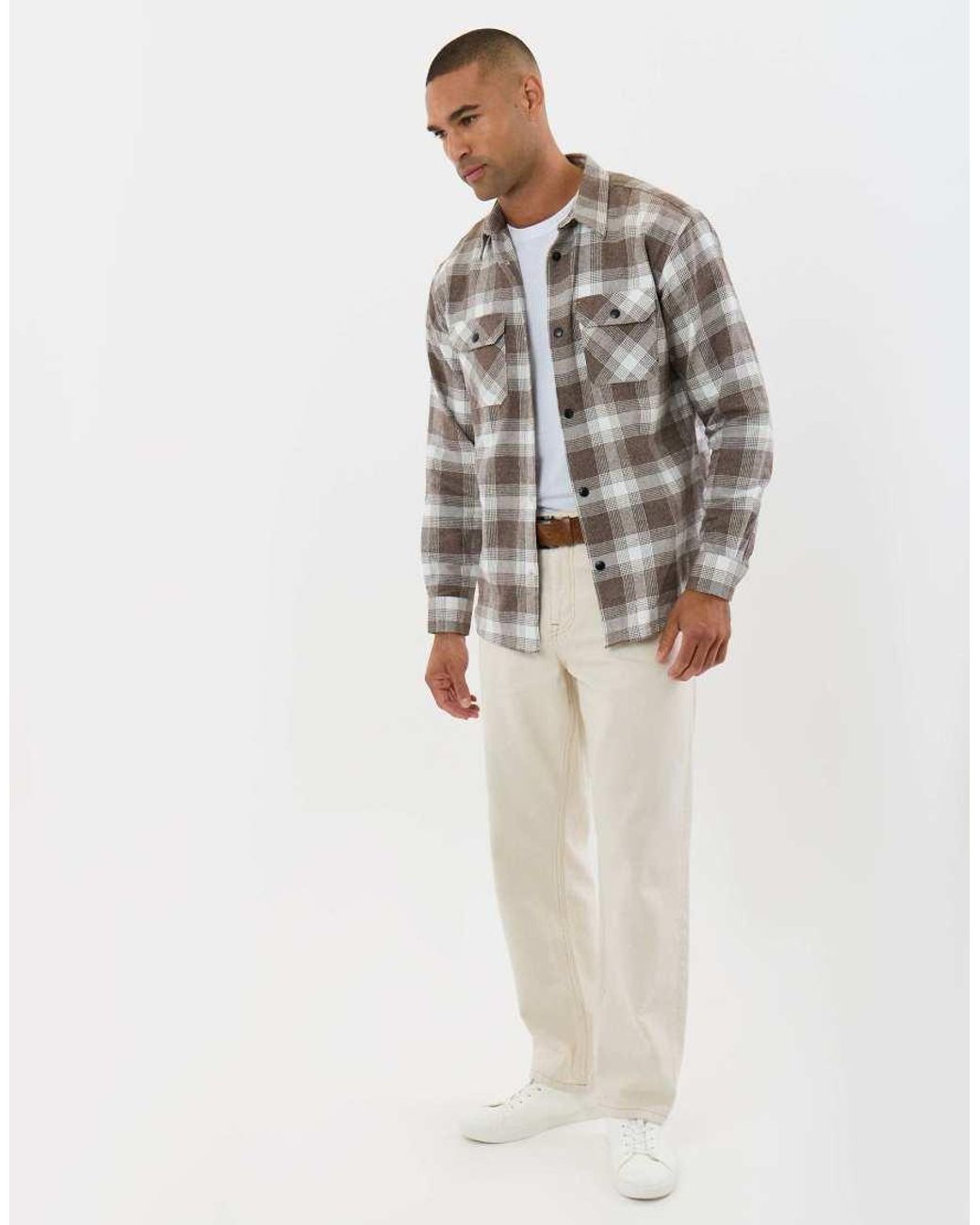 Threadbare Gray Relaxed Fit Cotton Patch Pocket Shirt for men