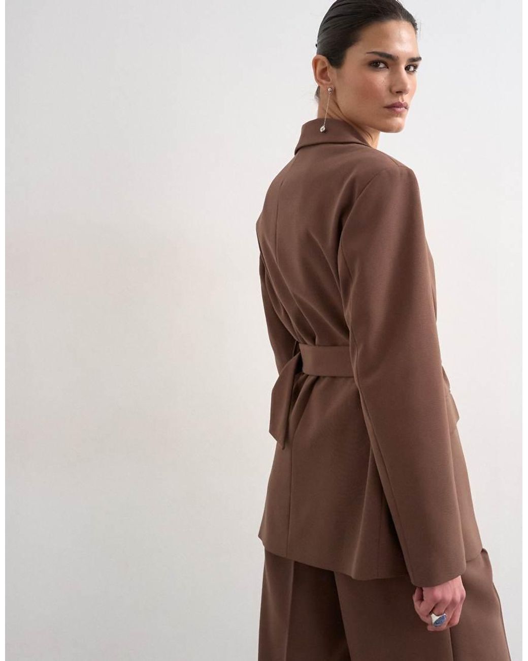 TOPSHOP Brown Co Ord High Break Belted Blazer