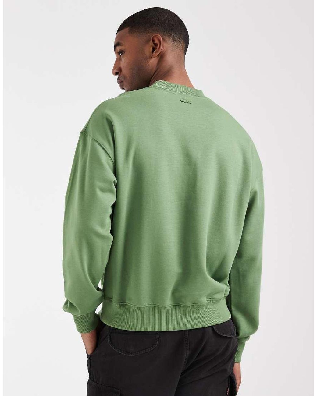 Lacoste Green Embroidered Logo Crew Neck Sweatshirt for men
