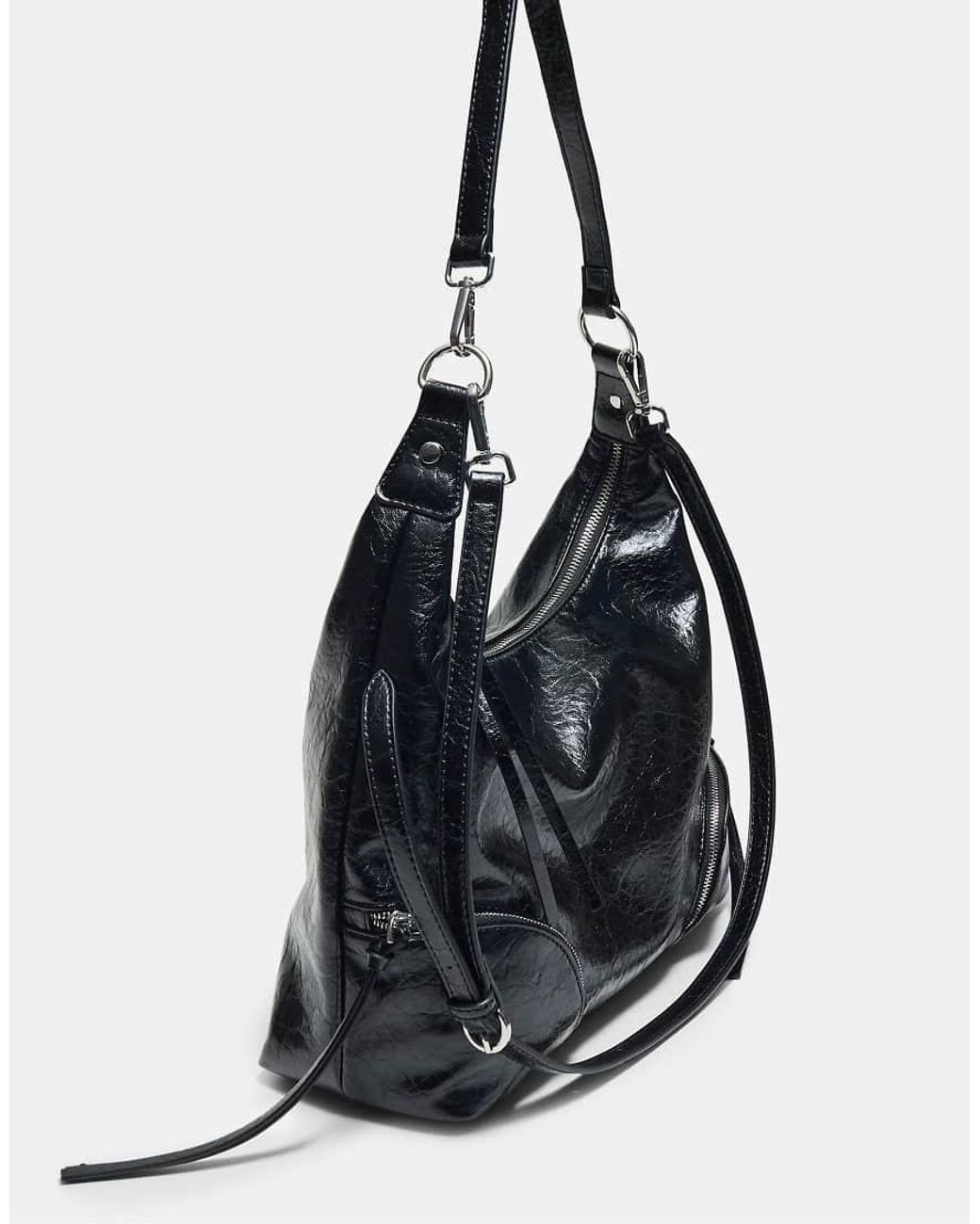 Stradivarius Black Shoulder Bag With Zips