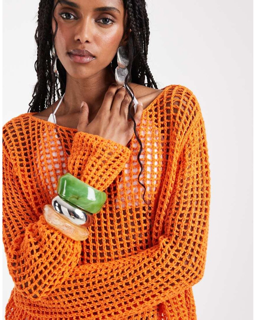 ASOS Orange Open Stitch Crochet Jumper
