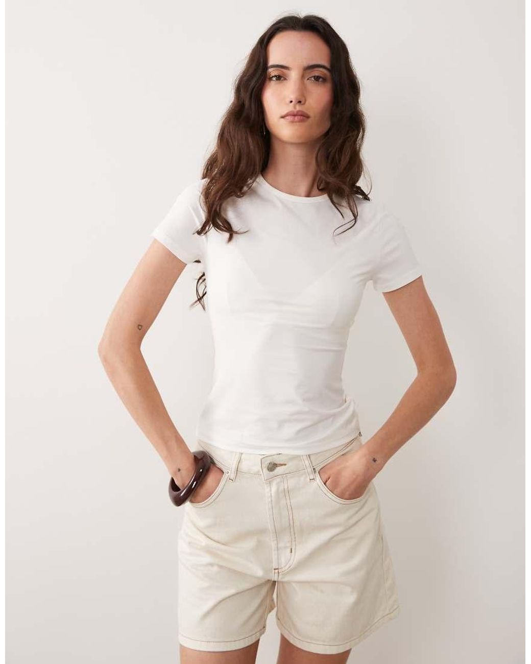 New Look White Polyamide Tee