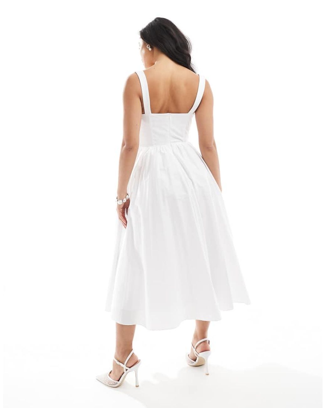 True Decadence White Quilted Midi Dress