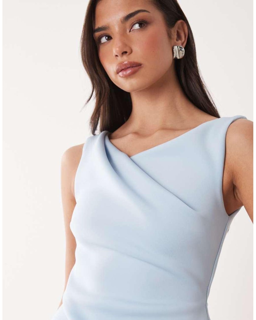 ASOS Blue Drape Asymmetric Midi Dress