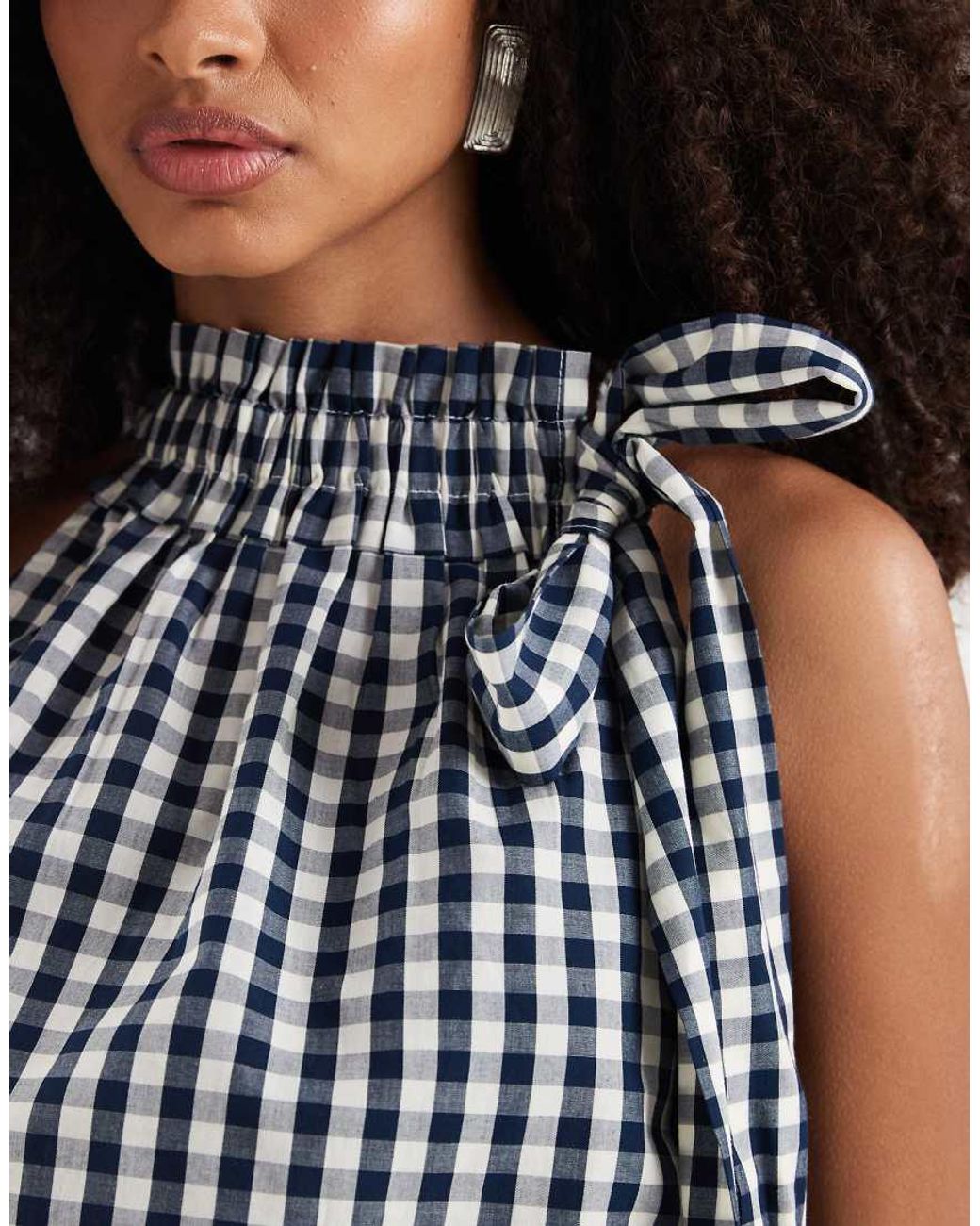 Neon Rose Blue Bow Detail Short Sleeve Top