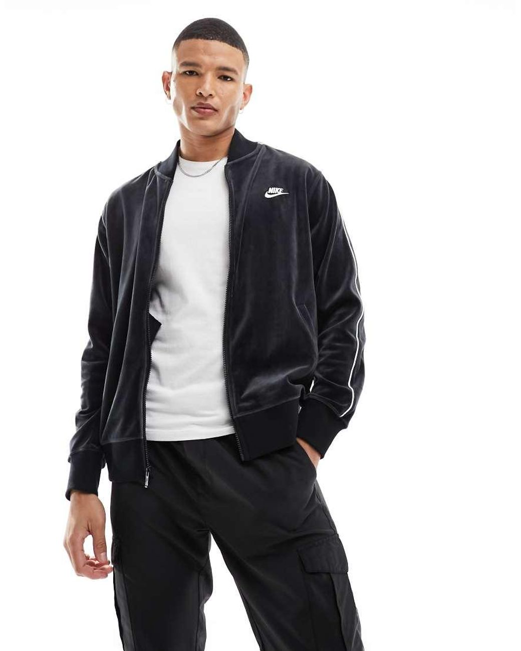 Nike Club Velour Jacket in Black for Men Lyst UK