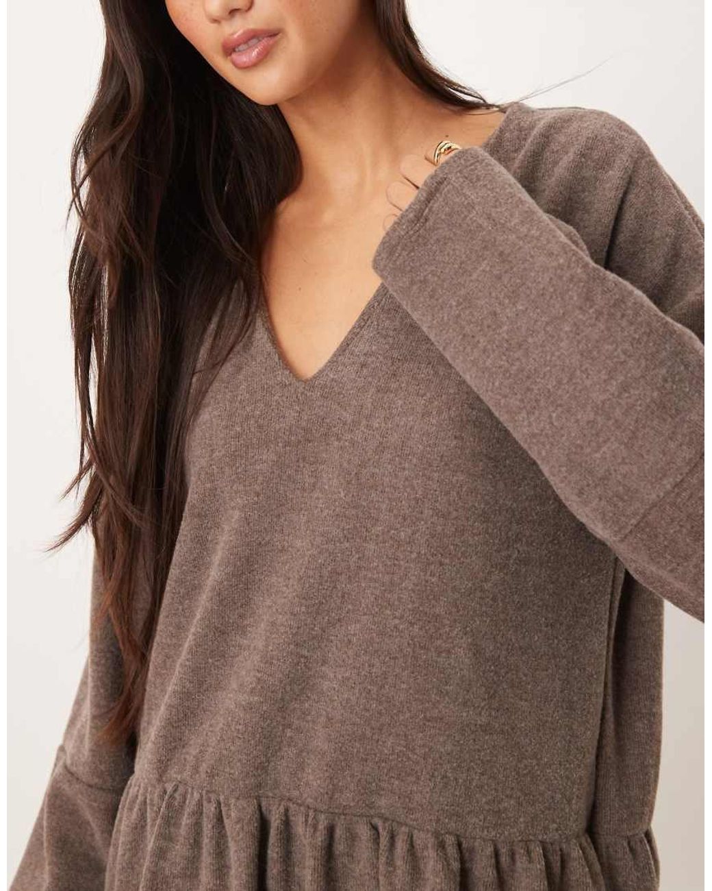 ASOS Natural Supersoft V Front Dropped Waist Mini Dress