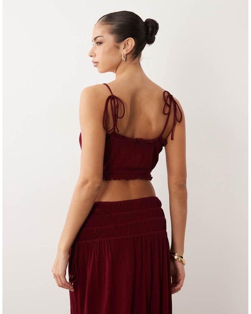 ASOS Brown Tie Shoulders Crinkle Cami Top
