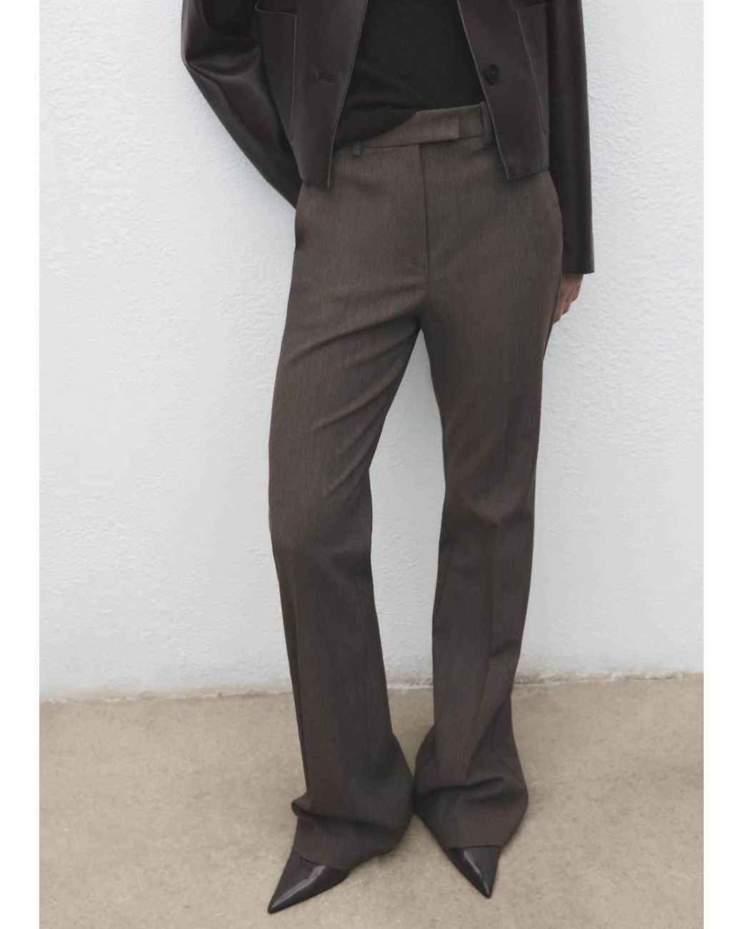 Mango Gray Tailored Slim Trouser