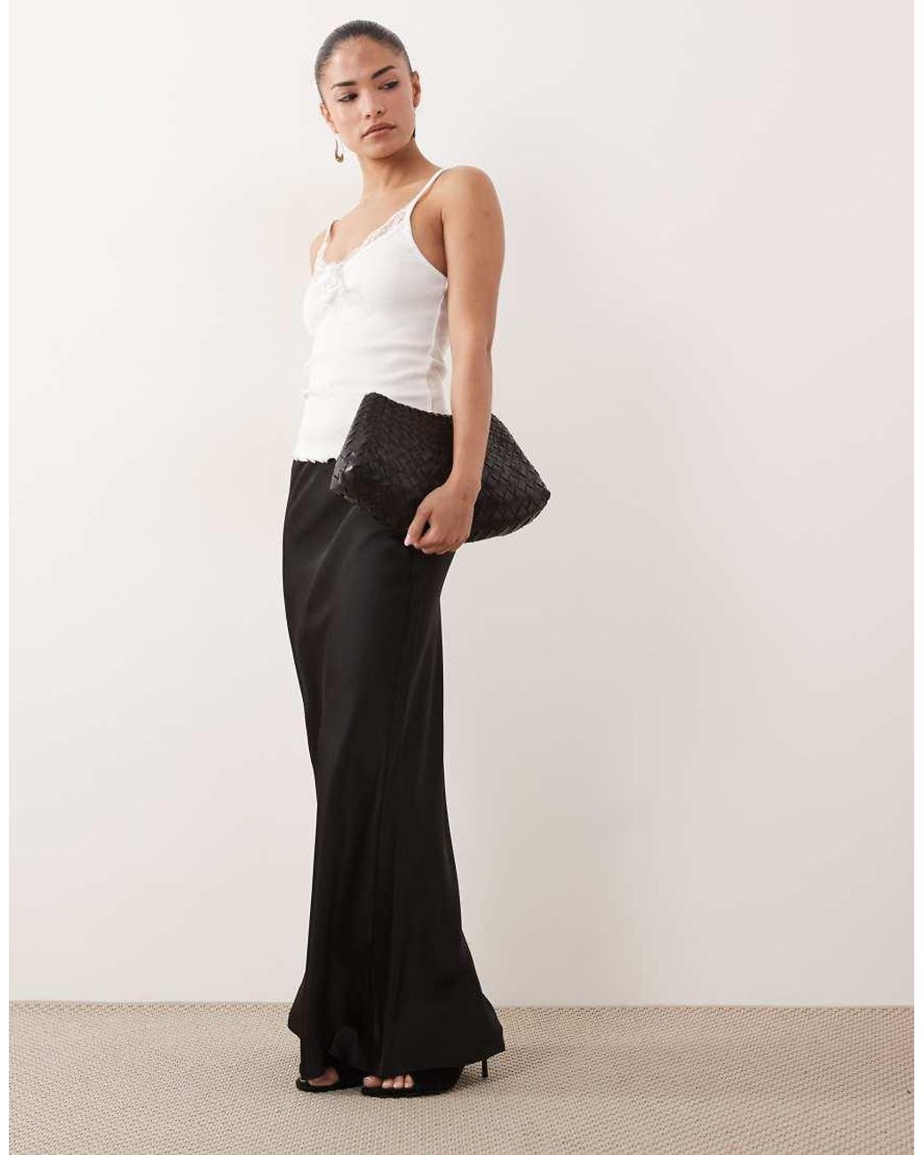 New Look White Satin Bias Maxi Skirt