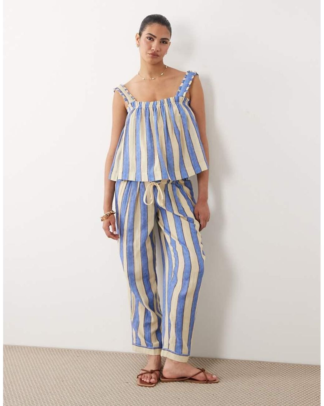 ASOS Blue Asos Design Maternity Delilah Stripe Beach Cami Top