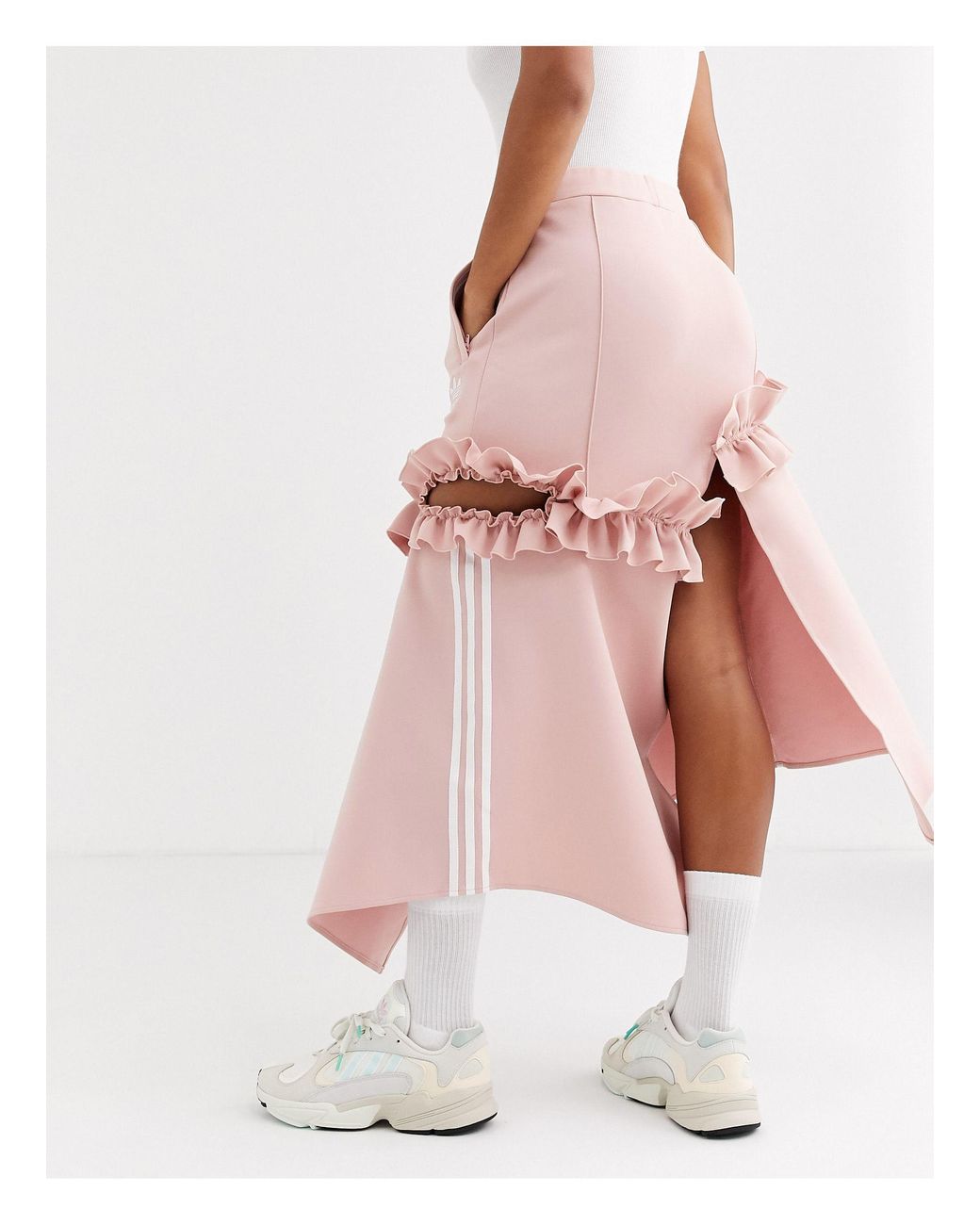 Falda con volante y trébol en rosa adidas Originals de color Rosa | Lyst