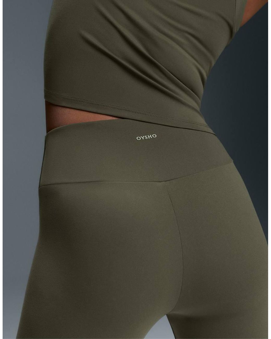 Oysho Green Comfortlux High-waisted Ankle-length leggings