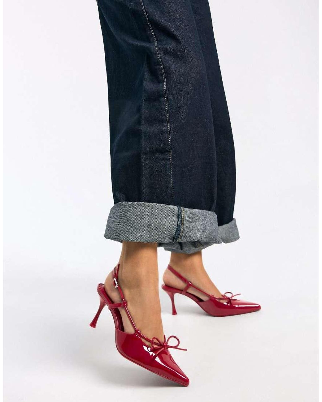 Bershka Red Detailed Slingback High-heel Shoes